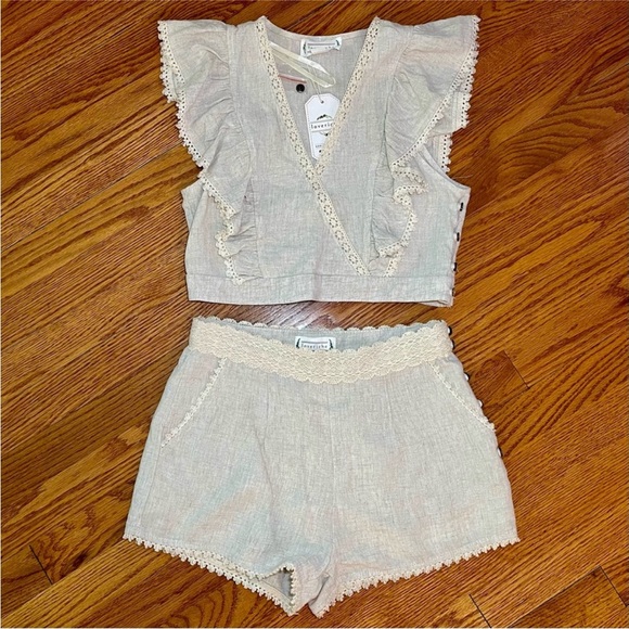 Love Riche | Oatmeal Coord Set with Crochet Trim large - Picture 2 of 5